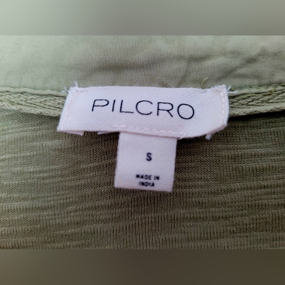 Pilcro Anthropologie 100%Cotton Pullover Long Sleeve Blouse Boho Olive Green S - Picture 3 of 16